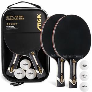 STIGA Set da ping pong Premium per 2 giocatori: include 2 pagaie approvate ITTF, 3 palline bianche a 3 stelle e borsa per il trasporto