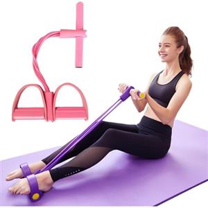 Generico Nuovo Due in uno Fascia di Resistenza a Pedale, Corda Elastica con 4 Tubi, Corda Elastica di Trazione Multifunzione, Elastico con Pedali, Allenatore Addominali per Vita/Gambe/Dimagrante/Allenamento