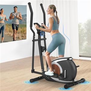 Neezee Ellittiche Magnetico con 16 Livelli di Resistenza, Macchina Ellittica Ultra-silenziosa Per la Casa, Monitor LCD, Portabottiglie, Capacità di Carico 120KG Nero