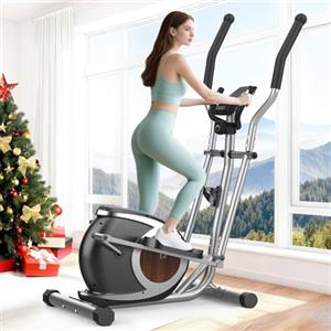 Cowmew Ellittiche da casa con 16 livelli resistenza, Display LCD | Macchina Ellittica Magnetica, Pedali Antiscivolo, Portabottiglie, Fino a 287 libbre Fitness Ellittico Stepper 3 in 1
