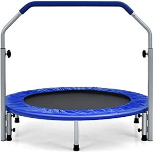 LIFEZEAL Trampolino Elastico Interno, Esterno, Tappeto Elastico Fitness, Rotondo 101cm, per Bambini, Adulti, con Manico Rimovibile, Borsa, Altezza Regolabile, Pieghevole, Saltarello, Salta, Max 150kg