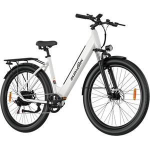 ZAZAWORK Bici Elettrica City 27.5E-bike in Alluminio con Batteria 36V20Ah e Autonomia 120km - Bicicletta a Pedalata Assistita Uomo Donna con Cambio 7 Velocità e Ammortizzatore per Urbana (ZC28-blanc)