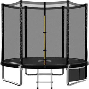 TRIUMPHKEY Trampolino da giardino per bambini, Ø 183/228/305/366/427 cm, completo di rete di sicurezza, scaletta, copertura bordo, portata 50 kg, colore nero