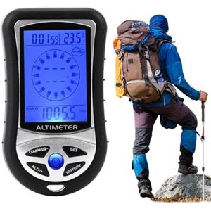 Generico Tester Del Gelido - ABS 9,5x5,3x2,5 Cm | Anemometro Digitale | Barometro Altimetro | Misuratore Meteorologico Portatile | Per La Misurazione Della Velocità Del, Della Temperatura, Della Pr