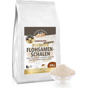 GOLDEN PEANUT Bucce di semi di psillio in polvere 99% 2 x 500 g Psyllium finemente macinato senza additivi, ingrediente di cottura ideale senza glutine