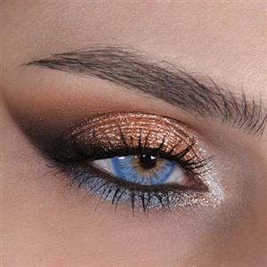 GLAMLENS Lenti a contatto colorate Catania Blue - azzurre mensili - con porta lenti a contatto -blu naturali in silicone idrogel - 2 pezzi - DIA 14.2 - senza correzione 0.00 diottrie lente a contatto