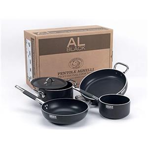 Baldassare Agnelli Pentole Agnelli Codice Art.ALSASETALBLACK2IND, Pentole Alluminio Nero Induzione Spessore 5 mm