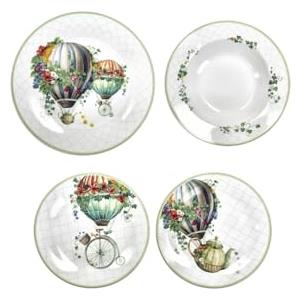 BRANDANI Servizio Tavola Wonderland 18 Pezzi in Porcellana - Elegante e Adatto per Forno, Freezer, Lavastoviglie e Microonde
