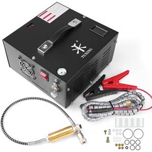 TUXING Compressore d'aria PCP TUXING | 4500 PSI / 300 Bar | Doppia alimentazione per auto (DC 12 V o 220 V AC domestico) | Raffreddamento a ventola, compressore d'aria portatile, pompa HPA ad alta pressione