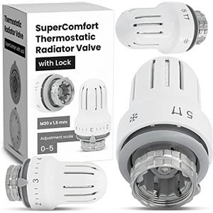 Instalguru Valvola termostatica per radiatore TRV Comfort M30 x 1,5, testa di ricambio per sistemi di riscaldamento, comoda regolazione della temperatura, termostato per radiatore