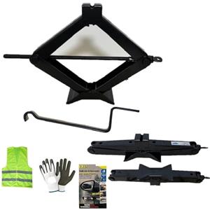 CLICK&GO COMPATIBILE CON JEEP RENEGADE CRIC PER AUTO DA 2 TONNELLATE CRICK A PANTOGRAFO CON ASTA GIREVOLE OMOLOGATO PER SOLLEVAMENTO GOMME ALZATA MIN 100MM-MAX 440MM