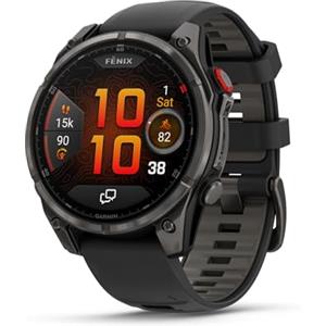 Garmin fēnix 8 Pro, 51 mm, display AMOLED, smartwatch GPS multisport connesso premium, tecnologia inReach, zaffiro, titanio DLC grigio carbonio con cinturino in silicone nero/grigio ghiaia