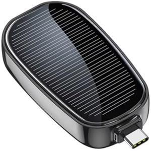 Fangxuee Power Bank Portatile Solare da 1200 mAh, Caricabatterie di Emergenza per Esterni, Power Bank Mobile Wireless di Tipo C per