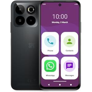 SPC ZEUS 2 ELITE - Smartphone anziani schermo 6,7" e memoria 128 GB | Tripla cam 50 MP, NFC e ricarica rapida | Modalità facile, icone XL e compatibile con app gestione e localizzazione remota - Nero