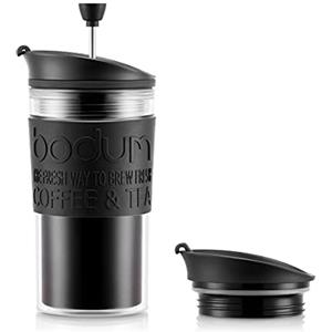 Bodum 11102 - 01S Thermos a stantuffo, Coperchio a Clamshell, Nero, Trasparente, 0,35 l, plastica, 8,9 cm