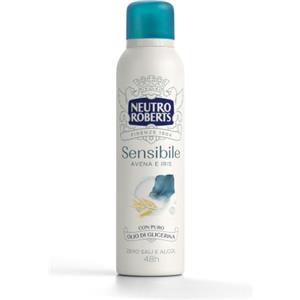 Neutro Roberts, Deodorante Spray Sensibile Avena e Iris, Zero Alcol, Con Cotone, Con Puro olio di Glicerina, Deodorante Uomo e Donna, Dermatologicamente testato, 150 ml, 48h