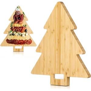 CABBEL Tagliere in bambù a forma di albero 21x26,5 cm - Tagliere natalizio, vassoio da cucina e idea regalo - Naturale, durevole e decorativo