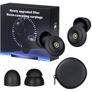 Generico Tappi for Le Orecchie Huzinite Con Cancellazione Del Rumore, Tappi for Le Orecchie Ultra Morbidi Riutilizzabili E Lavabili Da 50 Db for Dormire, Viaggiare, Sensibilità Al Rumore(Black,Gift box)