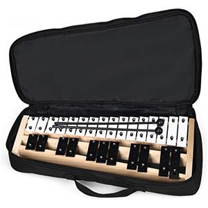KOMFOTTEU 27 note xilofono, carillon con tasti in metallo e base in legno, percussione a mano con 2 bacchette portatile con custodia per il trasporto, strumento a percussione per prestazioni, concerto