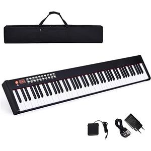 RELAX4LIFE Pianoforte Digitale Portatile con 88 Tasti Illuminati, Custodia, Leggio, Modalità di Insegnamento,MP3/USB/MIDI/Bluetooth (NERO)