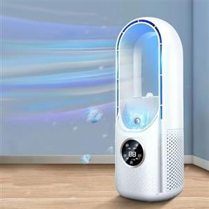 UOEONR Ventilatore senza rotore, silenzioso, tower, tower, display a LED, 6 livelli, ventilatore a colonna, ventilatore a torre, ventilatore oscillante, ventilatore senza lama, per camera da letto (bianco)
