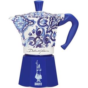 Bialetti Moka Express Dolce&Gabbana Blu Mediterraneo - Caffettiera per 6 Tazze in Alluminio con Manico Termoplastico e Valvola di Sicurezza