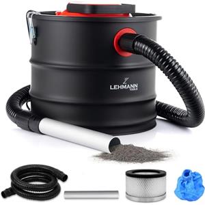 LEHMANN Bidone Aspiracenere senza Sacco 18L, 1200W, Robusto Serbatoio, Lavabile Filtro HEPA in Cestello Metallico, Funzione Soffiaggio, Aspirapolvere per Stufa a Pellet, Camino e Barbecue