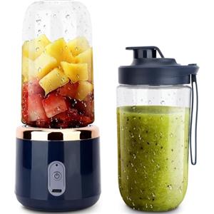Saterkali Nuovo frullatore portatile, 400 ml, 6 lame, potenza forte, ricarica USB, avviamento con un solo tasto, spremiagrumi wireless per frullati e smoothies
