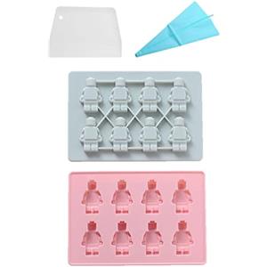 Stareal 2 Pezzi Robot Forme Cioccolato Stampi Gommosi Stampi Da Forno In Silicone Antiaderente Per Fare Cubetti Di Ghiaccio Sapone Modellare Caramelle Dure, Con Sacchetto Per Pasticceria E Raschietto