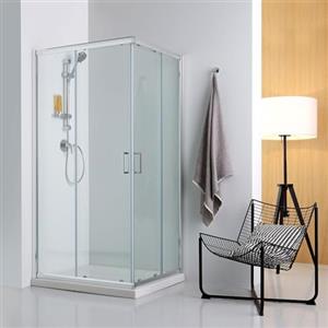 Kiamami Valentina | Cabina Doccia Completa 70x120 Scorrevole Salvaspazio con Box Angolare Vetro Temperato e Piatto Doccia Ceramica Bianca Bordo Rialzato Collezione Giada Malta
