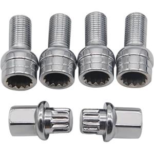 Fymlok Bulloni Delle Ruote,Bulloni Ruota Adattatore chiave for bullone di bloccaggio antifurto for ruota auto cromato 14 mm x 1,5 8D0601139F Adatto for VW Golf Jetta Passat Adatto for Audi A4 A6 A8 TT
