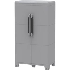 Bonussi Armadio Portascope Modulare da Esterno 78x43,6x143 cm 2 Ante 2 Ripiani in Polipropilene Transforming Grigio e Nero
