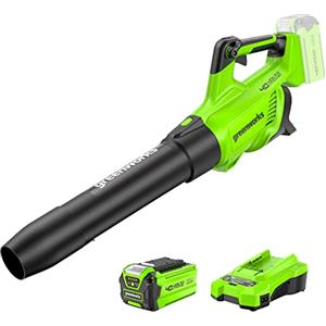 Greenworks Tools Greenworks 40V Soffiatore a Batteria, Velocità dell'aria 193,1 km/h, Volume d'aria 14,2 m³/min, Velocità Infinitamente Variabile(con 2Ah Batteria e Caricatore)