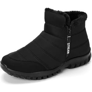 CHDDHX Stivali Uomo Invernali Impermeabili Stivali da Neve Doposci Stivaletti Fodera Pelliccia Calda Dopo Sci Scarpe da Trekking Nero 43