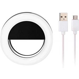 EBILUN Selfie Ring Light Ricaricabile Portatile 36LED Dimmerabile 4 Modi Clip Selfie Ring Luce Luce di Riempimento Fotocamera per Smartphone Tablet Nero