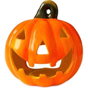 matches21 HOME & HOBBY Decorazione di Halloween a Forma di Zucca in Ceramica - Lanterna LED per Interni ed Esterni - 17 x 14 cm