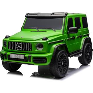 FINOOS Macchina elettrica per bambini Mercedes G63 2 posti 24V, 4 x 200W, totale 800W, AMG Auto elettrica per bambini a 2 posti con telecomando - Sedile in pelle e pneumatici Eva (Verde Opaco)