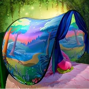 LEEMASING Tenda da letto fantasy, divertente, pieghevole, pop up, per interni ed esterni, misura doppia, per ragazzi e ragazze, tenda per bambini, casetta per bambini (Foresta fantastica)