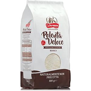 La Veronese | Polenta Veloce Bianca, Ottenuta dalla Macinazione di Mais Selezionato Italiano, Polenta Veloce®, Farina Non Precotta, Pronta in 5 Minuti, Senza Glutine, 500g