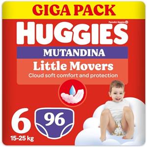 Huggies Little Movers Pannolino Mutandina, Taglia 6 (15-25 Kg), Ultra assorbente, Pacco Jumbo, Confezione da 68 Pz