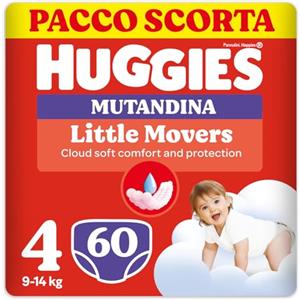 Huggies Little Movers Mutandina, 60 Pannolini Mutandina, Taglia 4 (7-18 Kg)