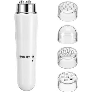 AUTSUPPL Massaggiatore Viso 4 in 1 in Abs, Versione Elettroplaccata | Design Ergonomico Bianco, Testine Multifunzione, Uso Domestico e Cura Estetica Professionale