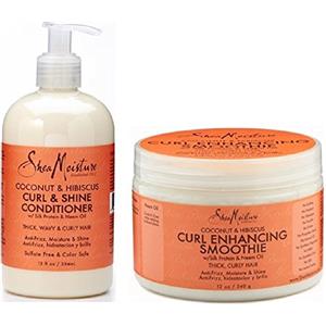 Shea Moisture Coconut and Hibiscus Combination Pack - 13 oz. Curl & Shine Conditioner & 12 oz. Curl Enhancing Smoothie by Shea Moisture