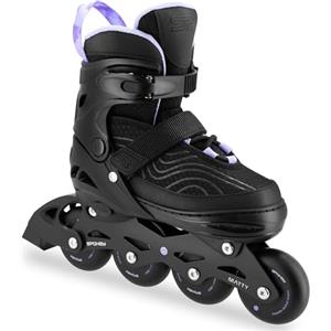 SPOKEY MATTY Pattini in linea regolabili | ABEC-7 cuscinetti a sfera | pattini in linea regolabili per adulti e ragazzi | Taglie: 35-38, 39-42 (nero/viola, 35-38)