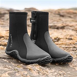 AQUATEC Stivali in Neoprene 5mm - Scarponi Muta Unisex | Punta E Tallone Rinforzati - Zip Laterale Robusta | Suola Antiscivolo | Protezione Contro Oggetti Appuntiti | Calzatura Sub (45,5)