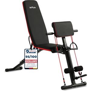 DH FitLife Panca Palestra Pieghevole Multifunzione | 7 Posizioni Regolabili | Allenamento Addominali e Pesi | Pieghevole Salvaspazio | Elastici Fitness Inclusi | Panca Piana e Inclinata per Home Gym