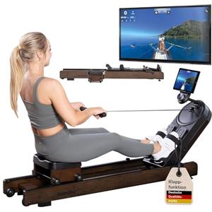 Skandika Vogatore in legno per uso domestico Rovek - Resistenza magnetica con 32 livelli | Sistema con massa volanica da 6 kg - Compatibile con l'app Kinomap - Fino a 195 cm