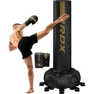RDX Sacco da Boxe Terra, XXL 150KG 6FT Pesante Pieno KARA Sacco con Guantoni e Base, Maya Hide Pelle Piedistallo Adulti Free Standing Bag, MMA Arti Marziali Pugilato Muay Thai Kick Boxing