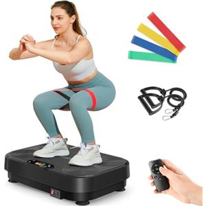 THERUN Pedana Vibrante Dimagrante 99 Livelli, 5 Programmi Preimpostati, Piattaforma Vibrante per Allenamento Corpo Completo, Brucia Grassi e Tonificazione, Uso Casa con Bande Elastiche e Telecomando