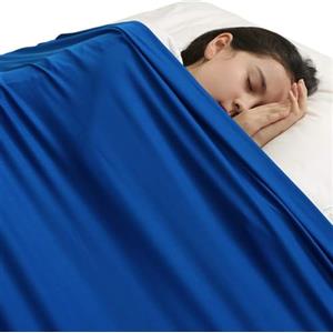 SZSMART Coperta a compressione sensoriale per bambini, in lycra elastan, traspirante e sensoriale, ponderata per alleviare lo stress, per bambini con autismo, ansia (blu, singolo/98 x 147 cm)